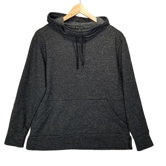 Champion Sweatshirt Womens Medium Gray Black Elite Funnel Neck Pullover Hoodie - Picture 7 of 7